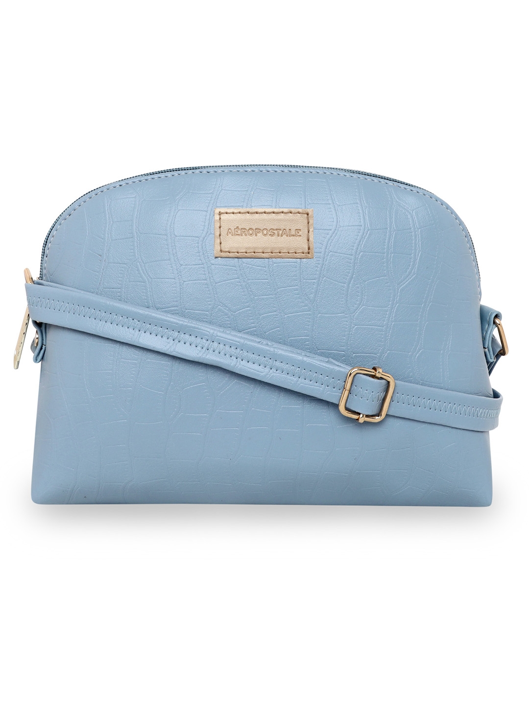 Aeropostale Textured Kylie PU Sling Bag with non-detachable strap (Light Blue)