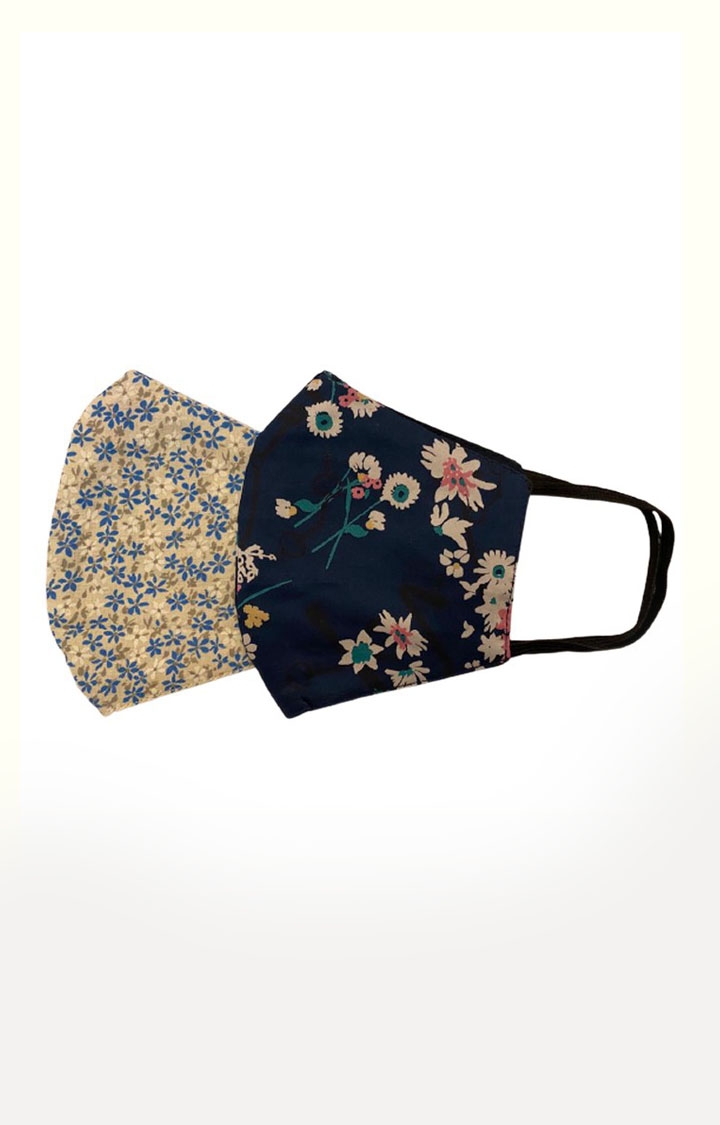 Multi-Coloured Reusable Protective Floral Facemasks (Pack of 2)