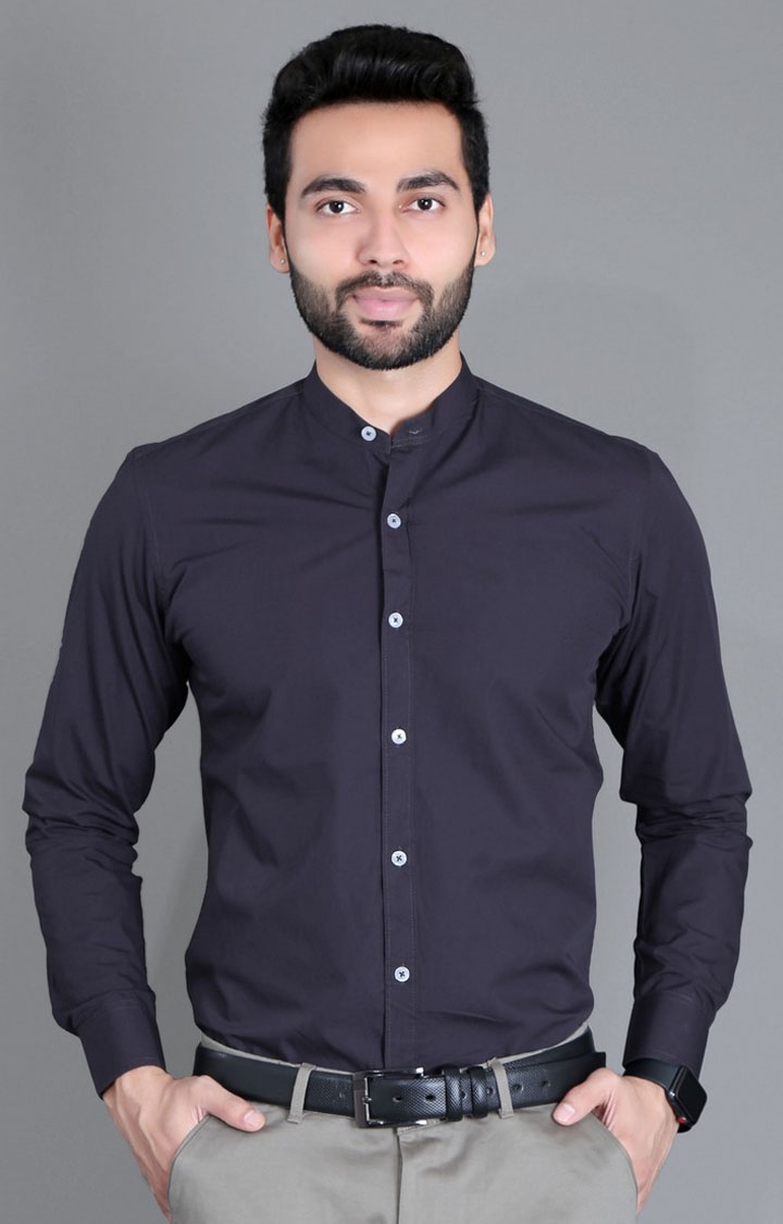 5th Anfold | Grey Solid Formal Shirt
