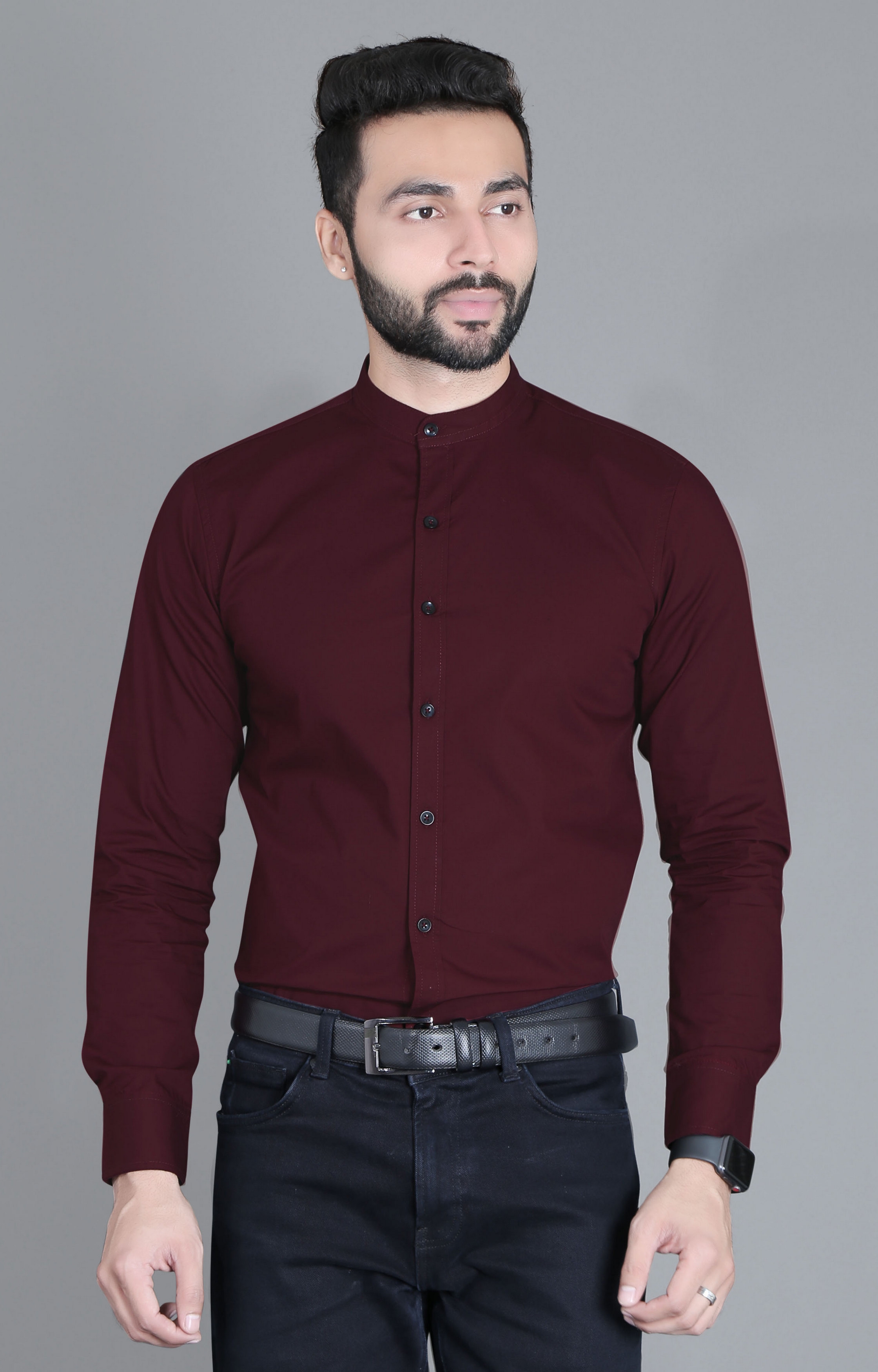 5th Anfold | Red Solid Formal Shirt