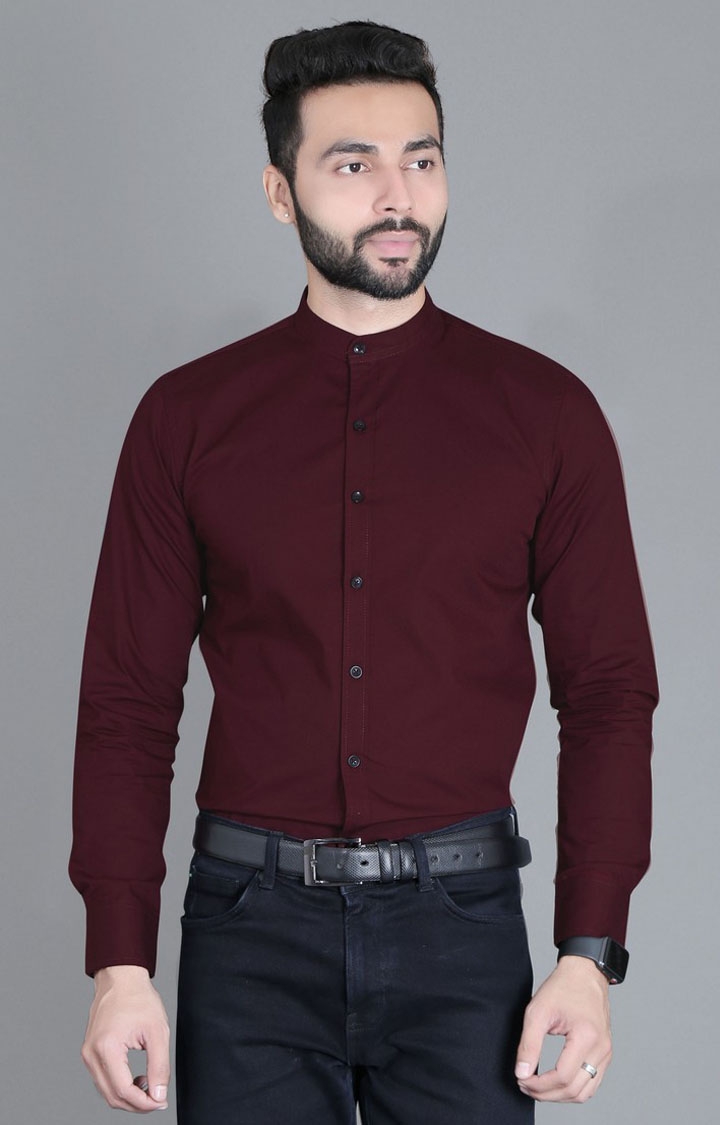 5th Anfold | Red Solid Formal Shirt