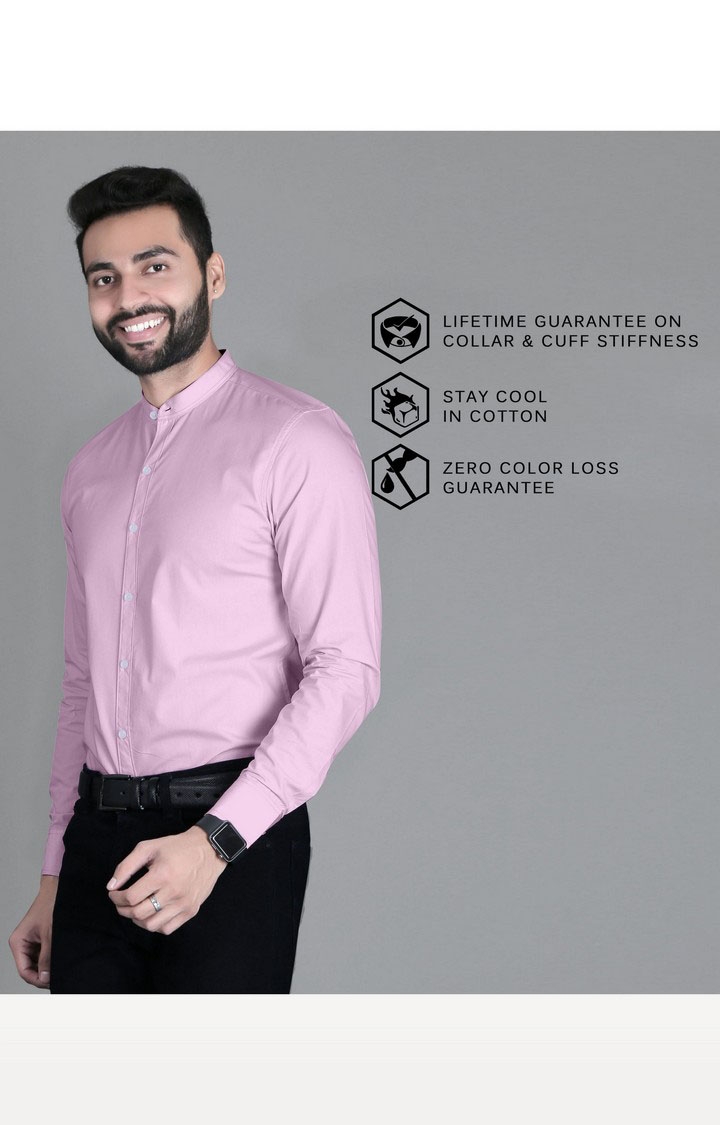 Men's Pink Cotton Solid Formal Shirt