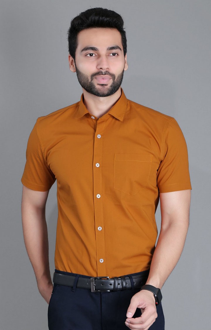 Brown Solid Formal Shirt