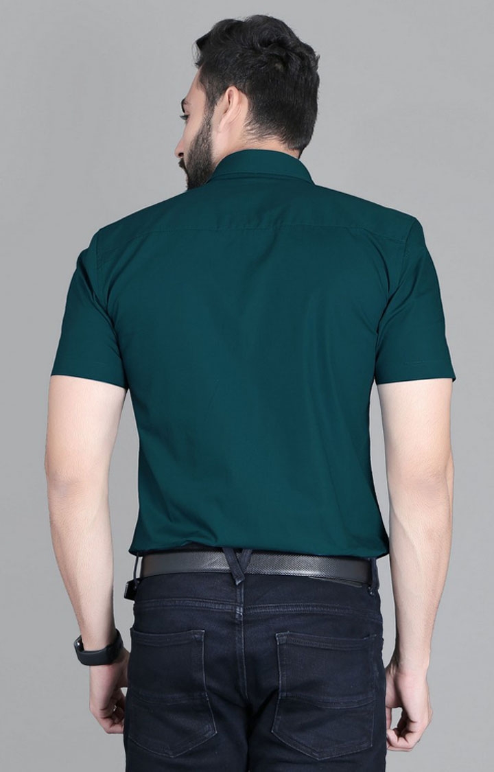 Men's Green Cotton Solid Formal Shirt
