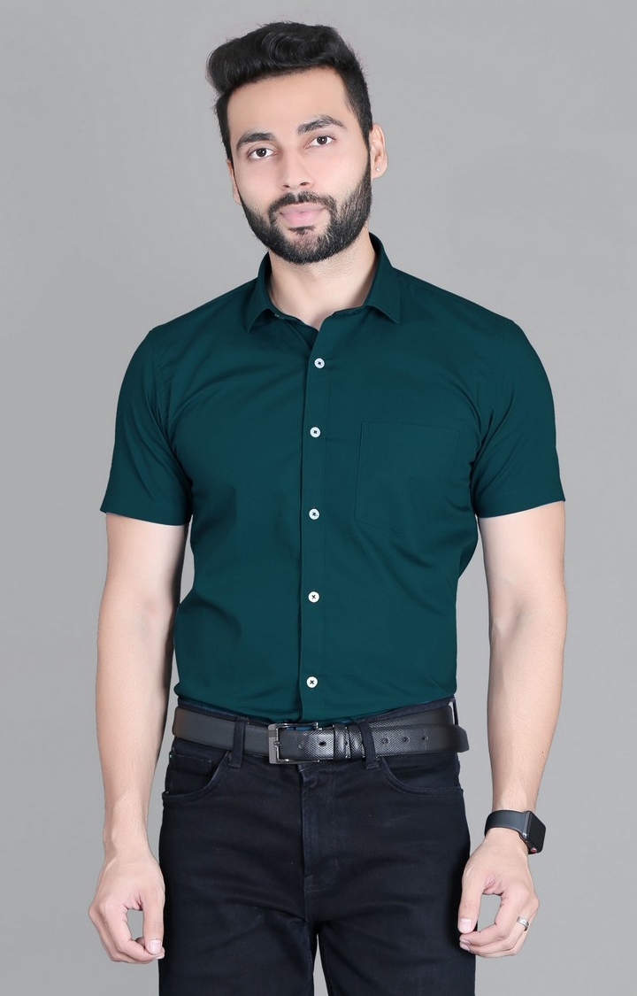 Green Solid Formal Shirt