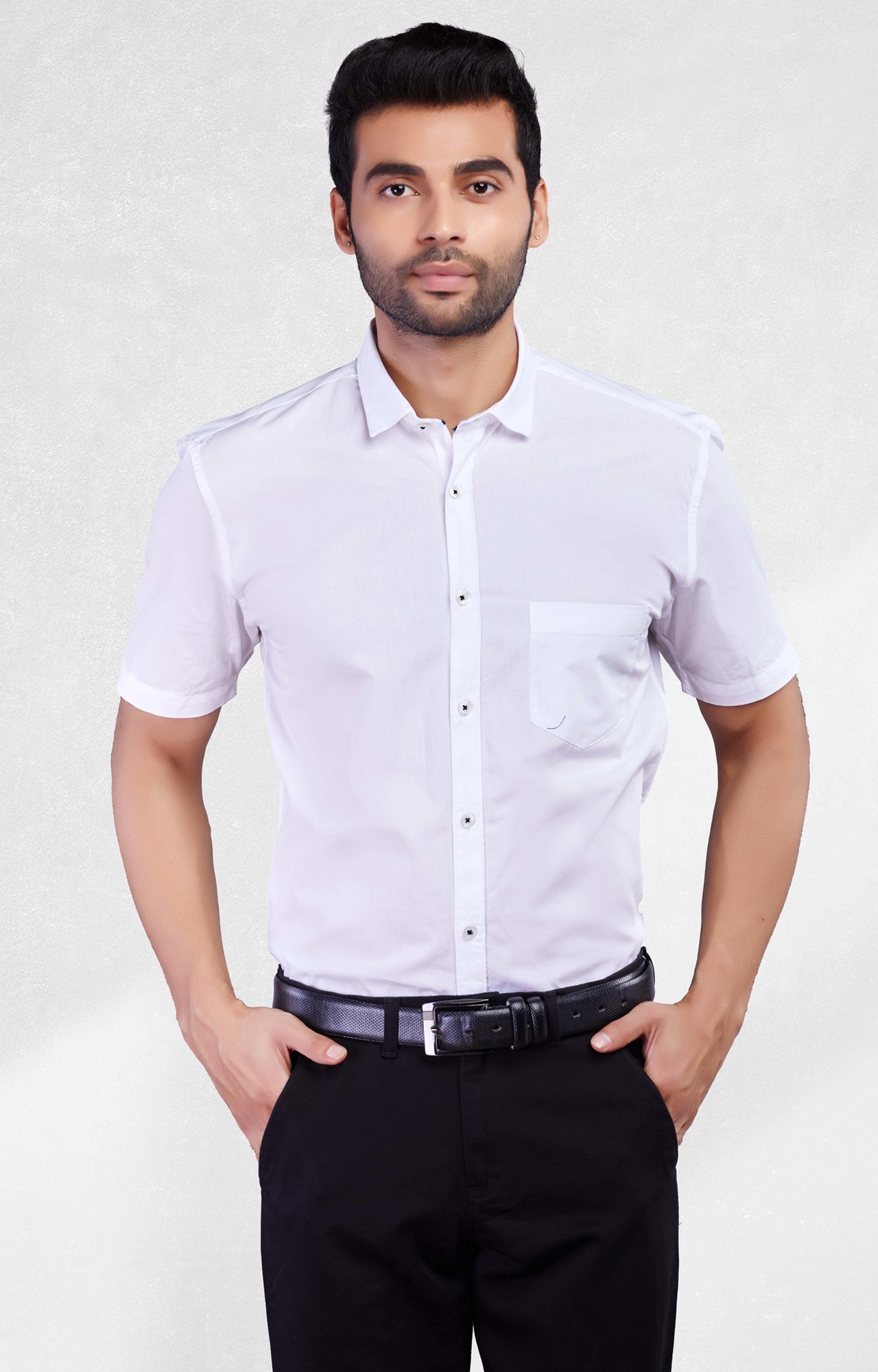 5th Anfold | White Solid Formal Shirt