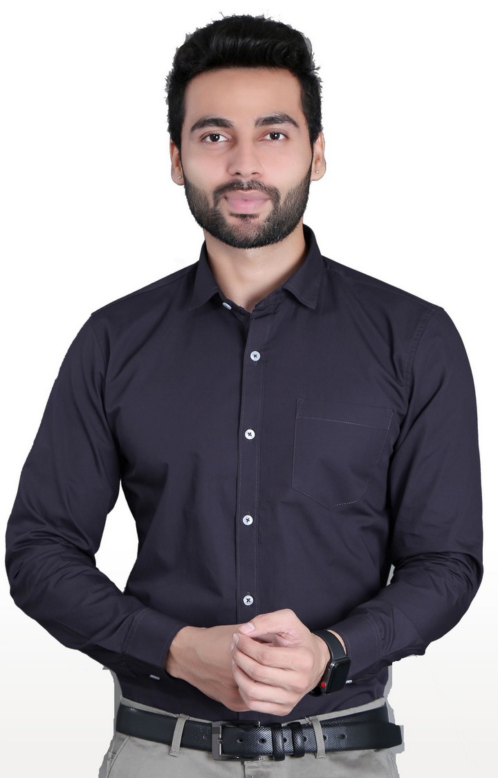5th Anfold | Black Solid Formal Shirt