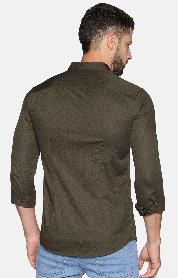 Men's Green Cotton Polka Dots Casual Shirts