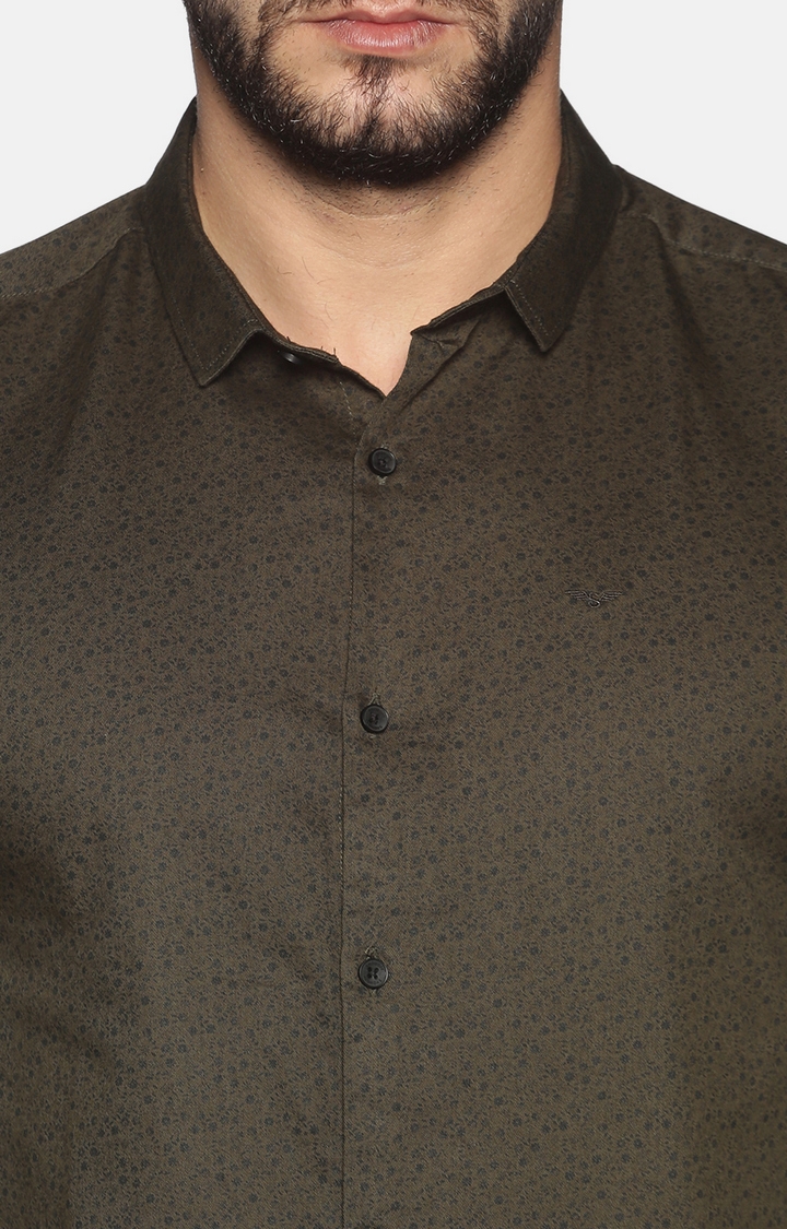 Men's Green Cotton Polka Dots Casual Shirts