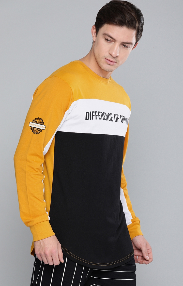 Difference of Opinion | Difference of Opinion Full Sleeve Yellow Colourblock T-Shirt
