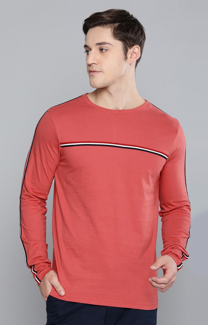 Men's Red Cotton Solid T-Shirts