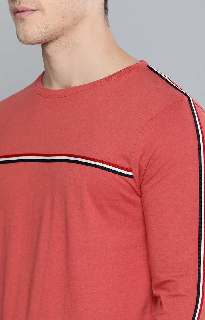 Men's Red Cotton Solid T-Shirts