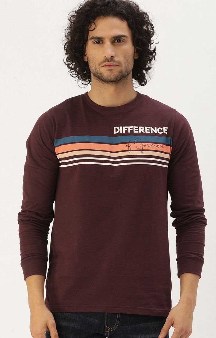 Difference of Opinion | Difference of Opinion Full Sleeve Red Striped T-Shirt