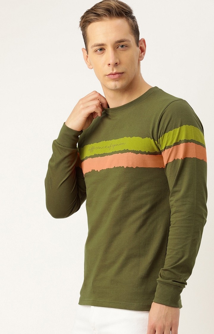 Difference of Opinion | Difference of Opinion Full Sleeve Green Striped T-Shirt