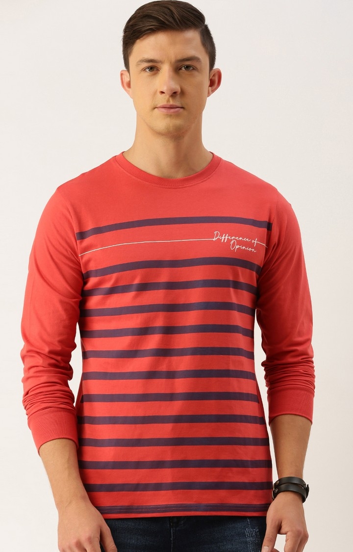 Difference of Opinion | Difference of Opinion Full Sleeve Red Striped T-Shirt