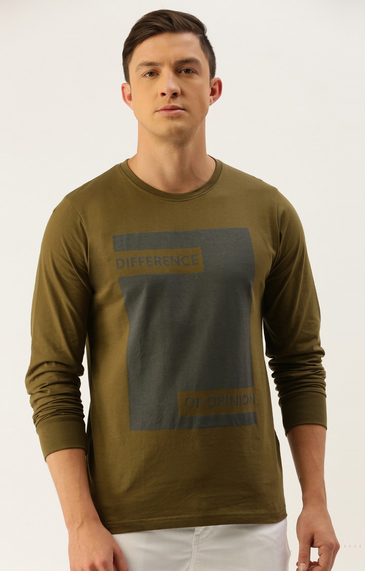 Men's Green Cotton Printed T-Shirts