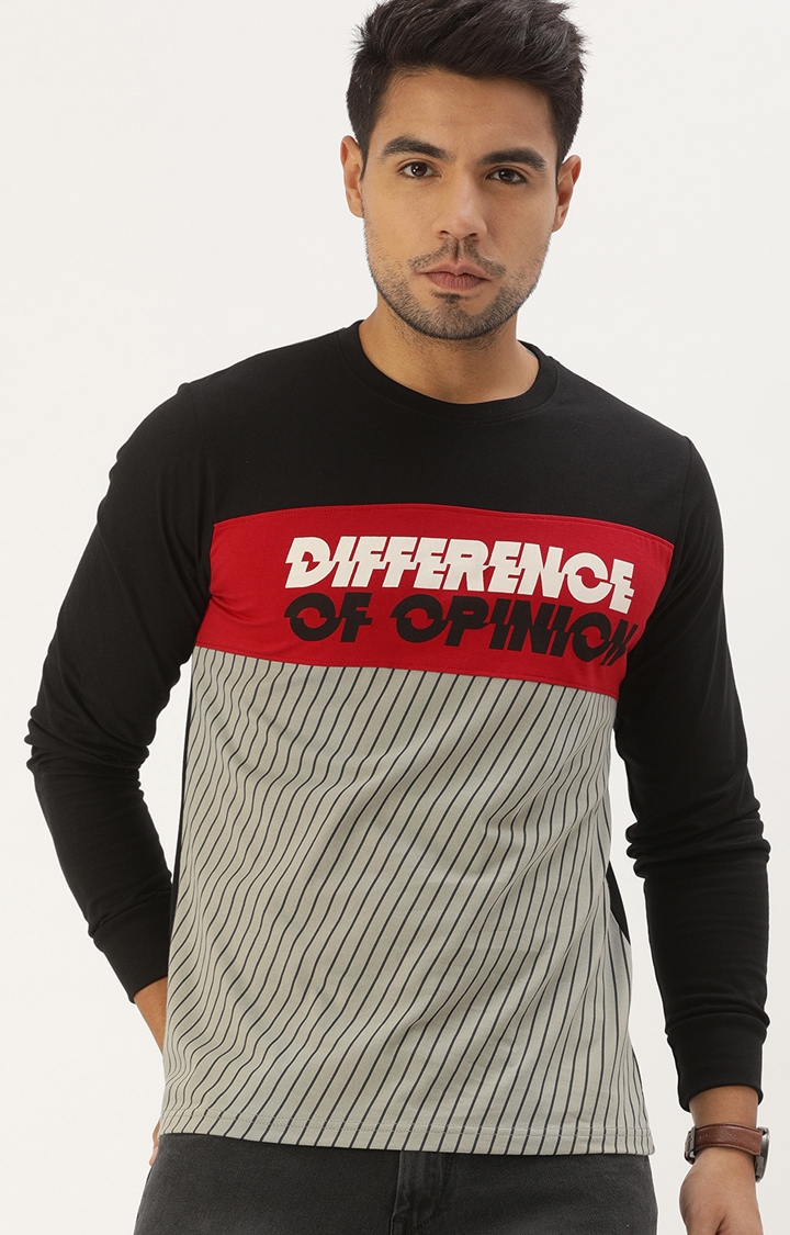 Difference of Opinion | Difference of Opinion Full Sleeve Black Striped T-Shirt