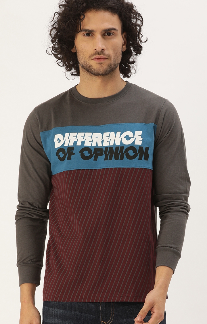 Difference of Opinion | Difference of Opinion Full Sleeve Grey Printed T-Shirt