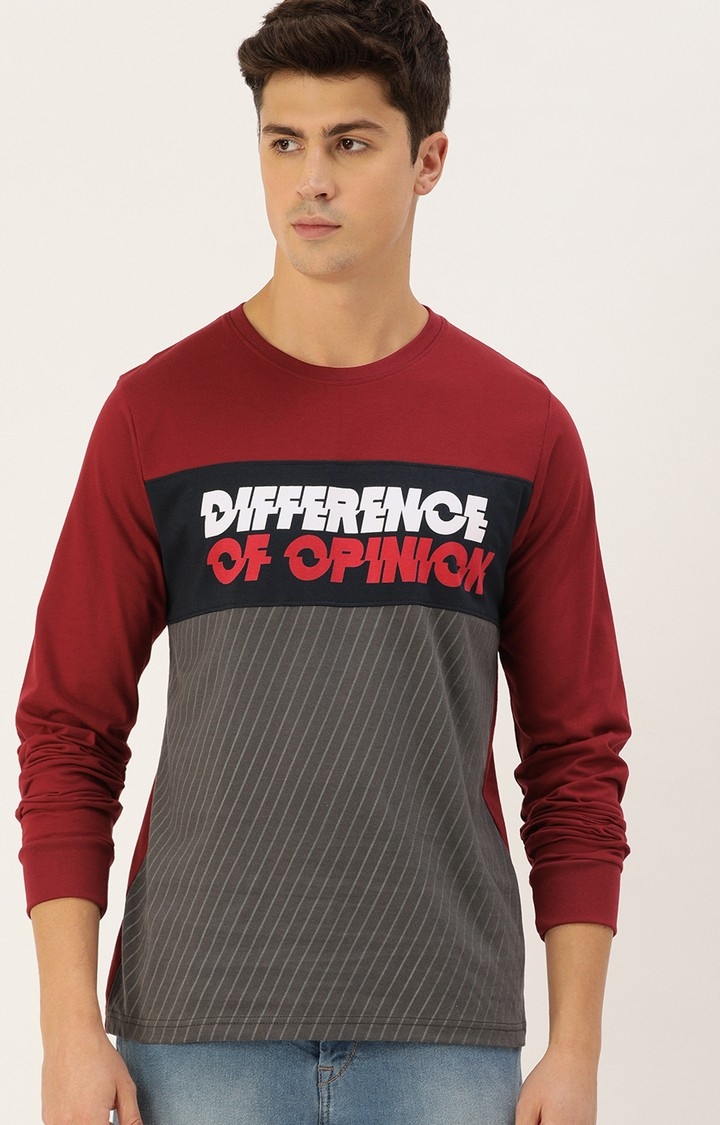 Difference of Opinion | Difference of Opinion Full Sleeve Red Printed T-Shirt