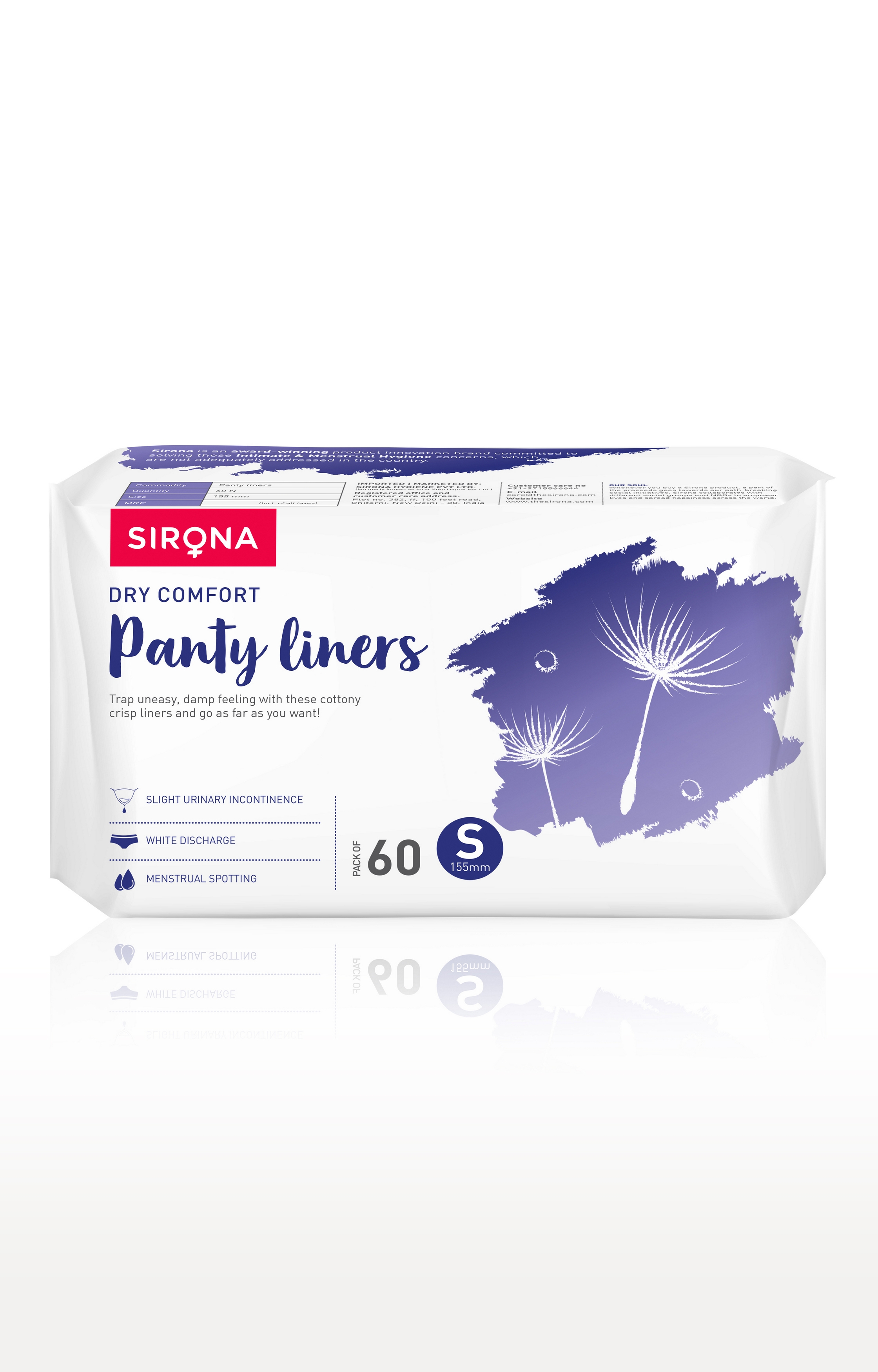 Sirona | Sirona Ultra-Thin Premium Panty Liners (Regular Flow) – 60 Counts - Small