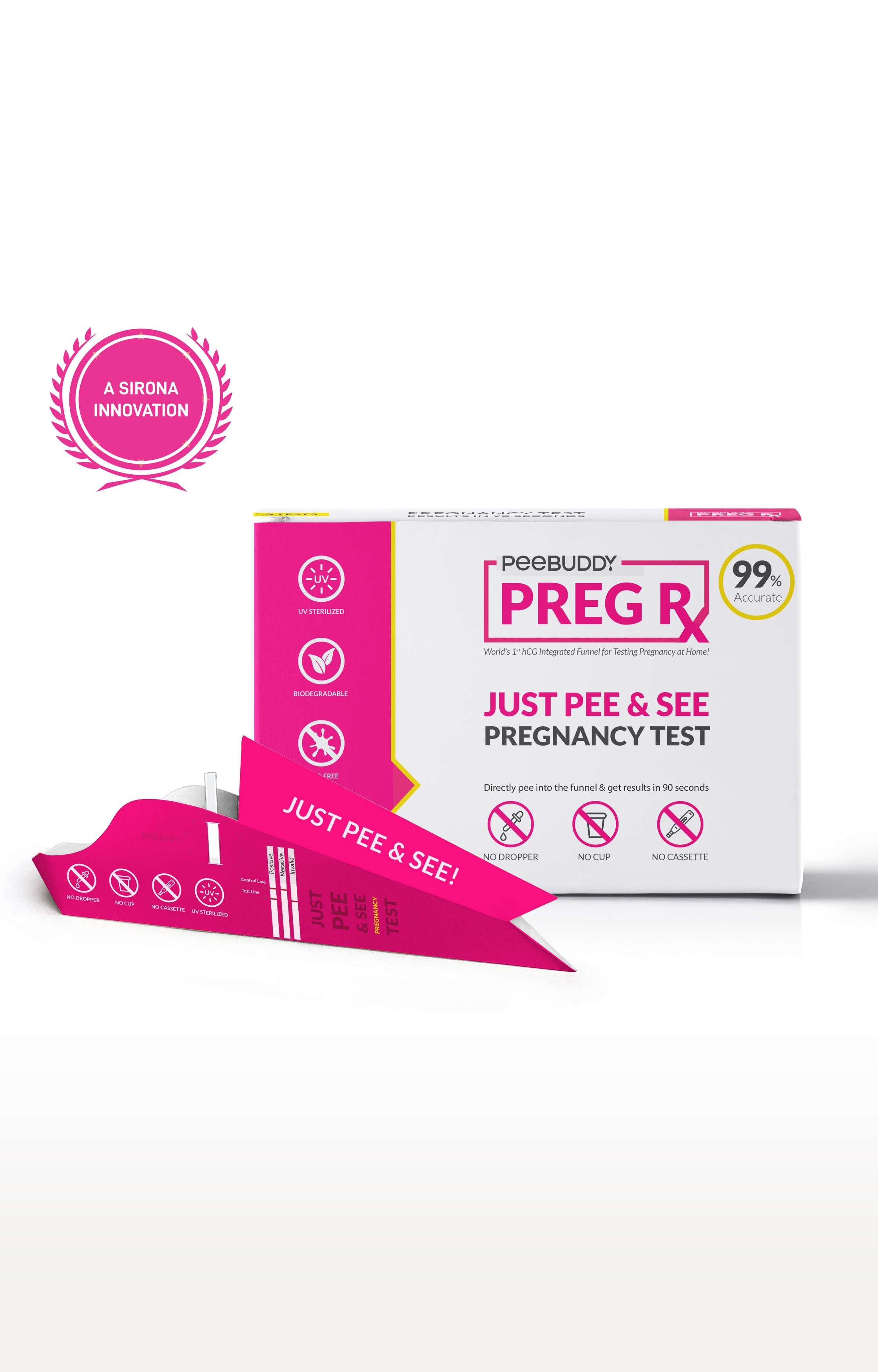 Peebuddy Pregrx Pregnancy Test Strips In Funnel - 1 Funnels