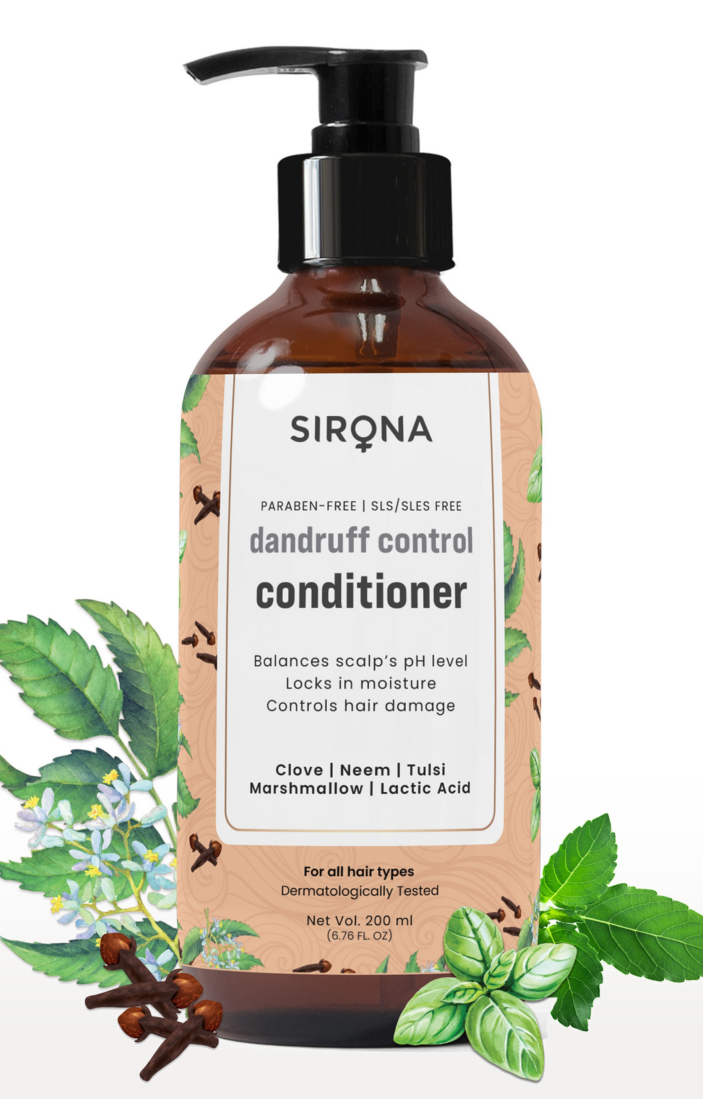Sirona Marshmallow & Clove Anti Dandruff Conditioner, With Neem & Tulsi For Men & Women - 200 Ml 