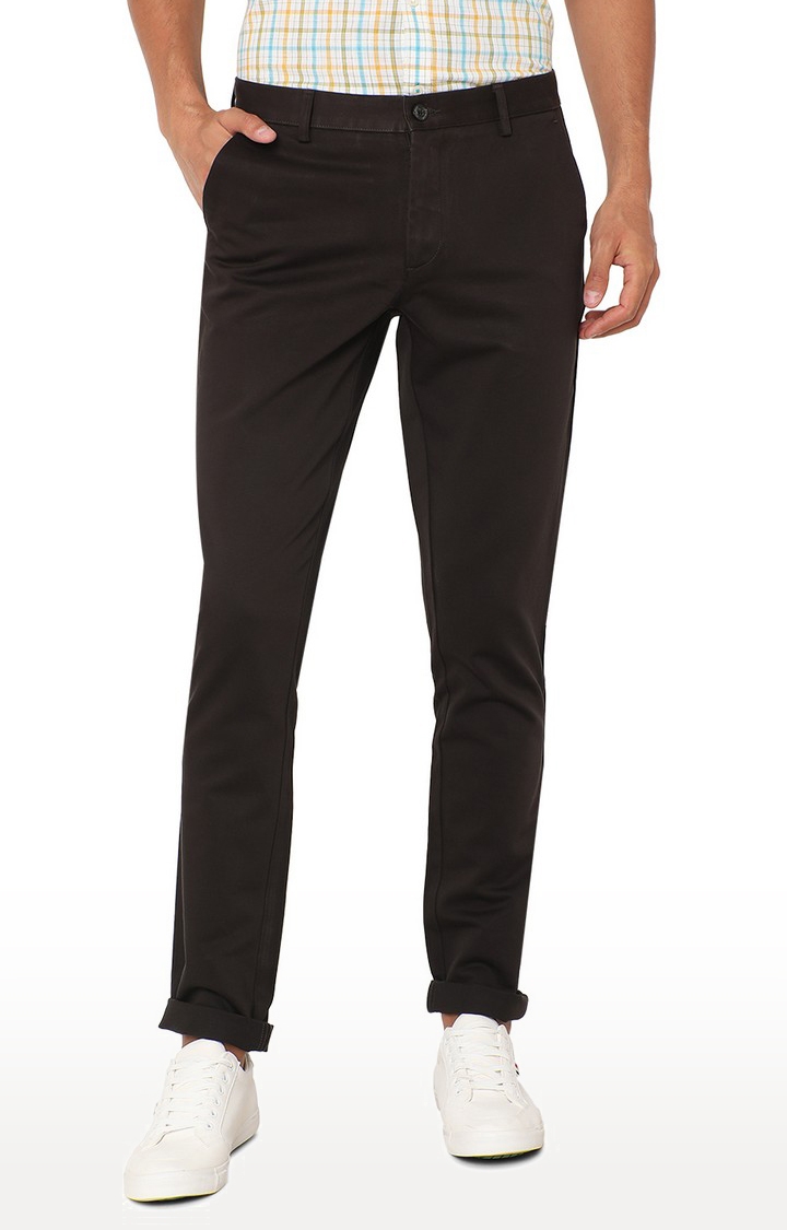JBCT149/4,BLACK SELF Men's Black Cotton Solid Trousers