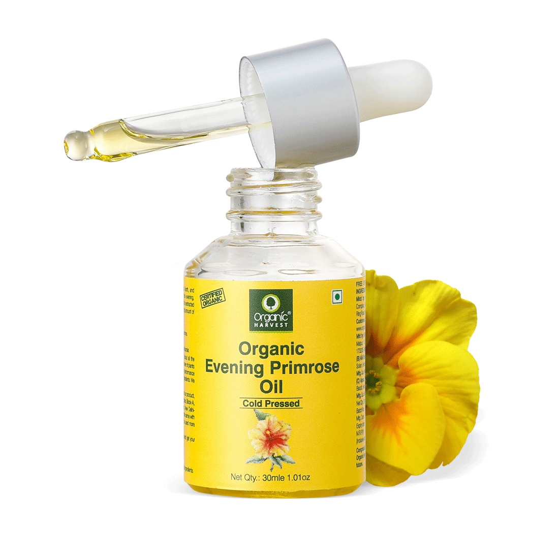 Organic Harvest | Organic Harvest Cold Pressed Evening Primrose Oil, Removes Acne, Reducing Skin Inflammation, Controls High Cholestrol, Best Skin Moisturizer, 100% Organic, Sulphate & Paraben free, 30 ml