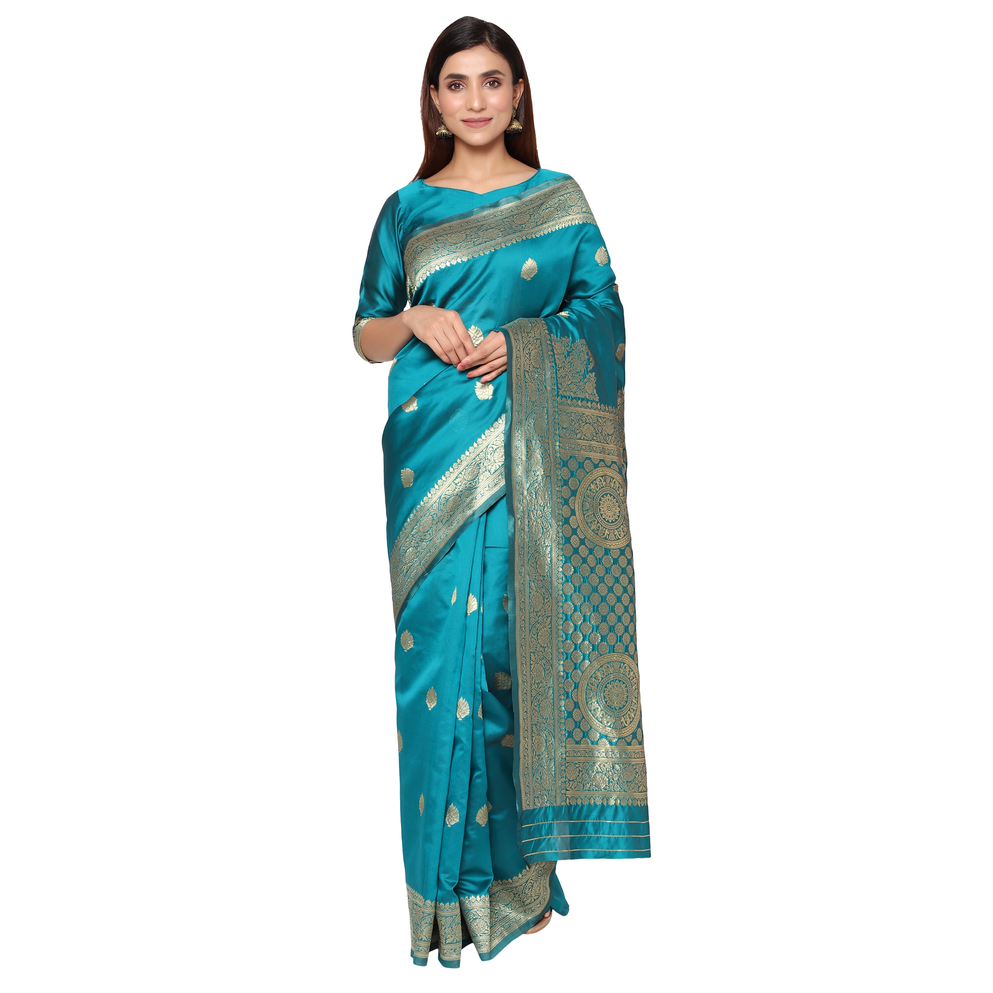 Glemora Rama Fancy Ethnic Wear Silk Blend Banarasi Traditional Saree