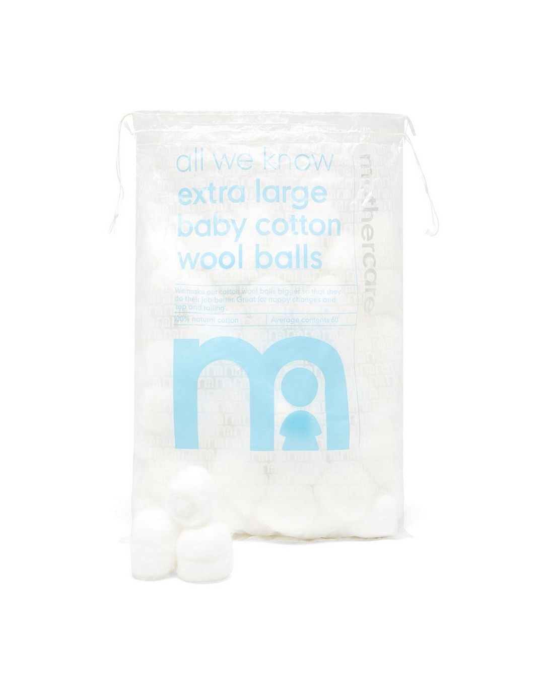 White Extra Large Cotton Wool Balls - Set of 60