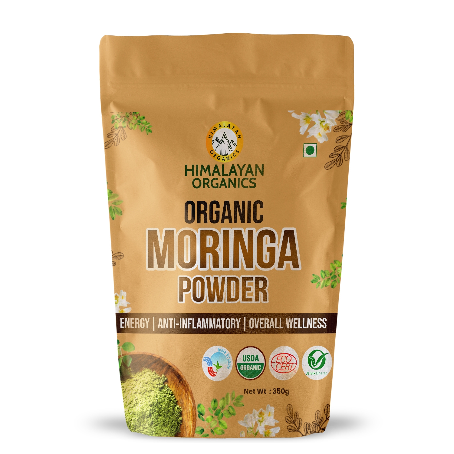 Himalayan Organics | Himalayan Organics Certified Organic Moringa Powder (Moringa Oleifera) - Herbal Supplement for Overall Wellness