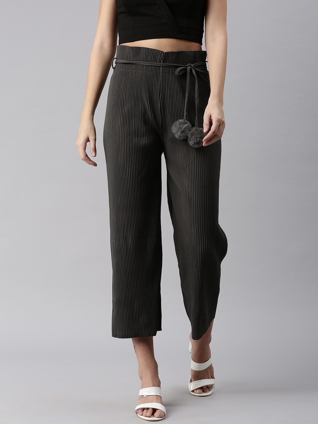 Women's Grey Others Solid Trousers