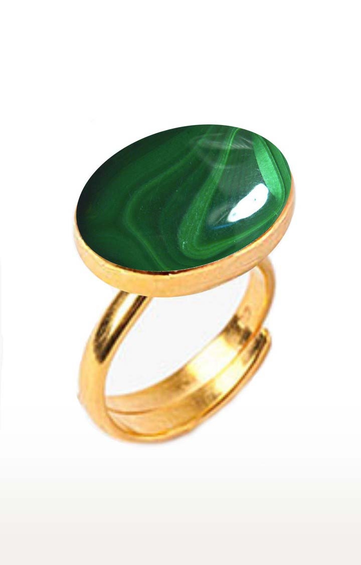 55Carat | Green Gold Plated Malachite Rings