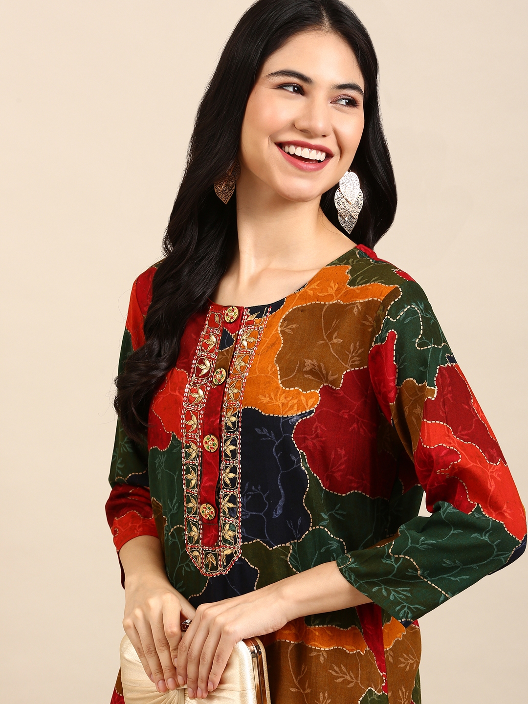 Women's Multicolour Cotton Blend Printed Comfort Fit Kurta Sets