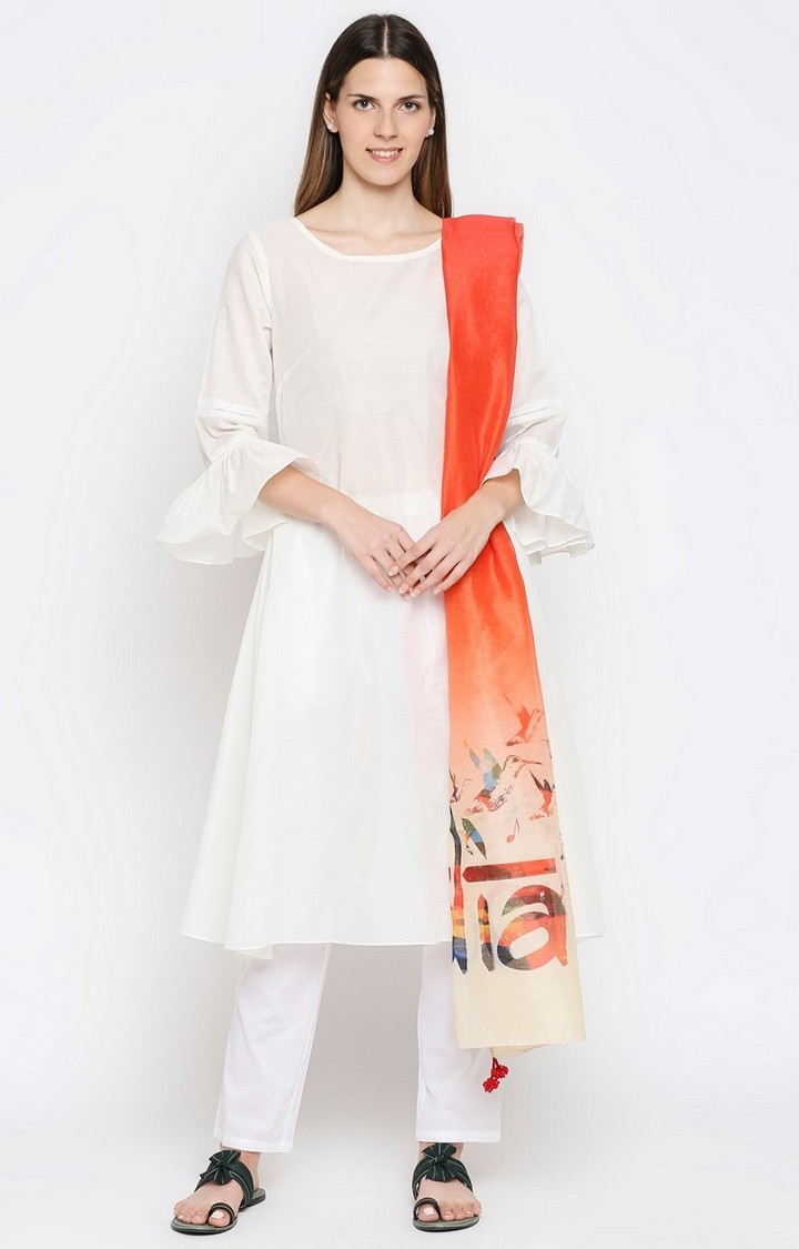 Get Wrapped | Get Wrapped Digital Multi-Coloured Dupatta with Fancy Tassels For Women