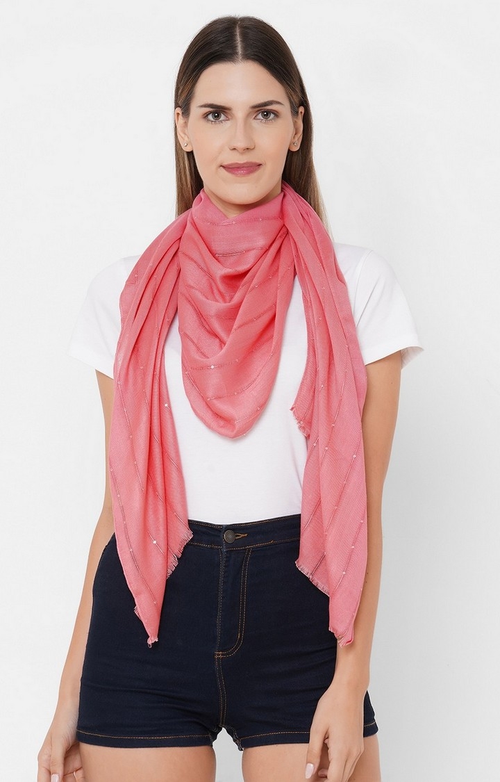 Get Wrapped | Get Wrapped Viscose Sequins Pink Weave Scarf
