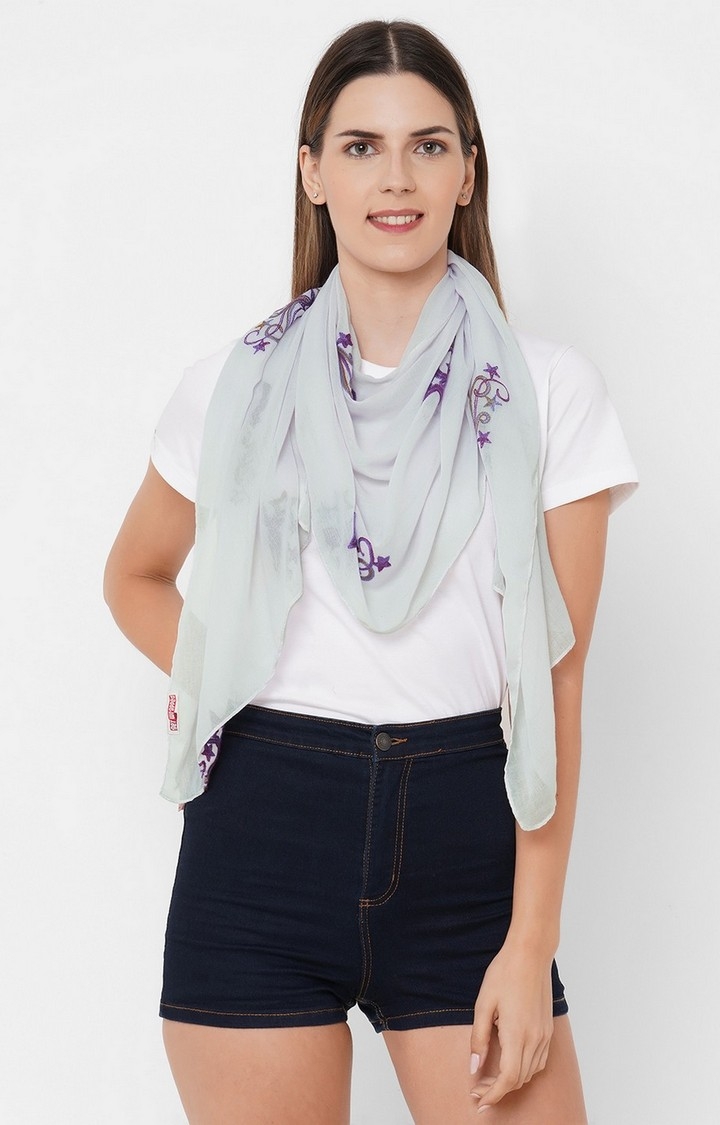 Get Wrapped | Get Wrapped Polyester Embroidered Grey Scarf
