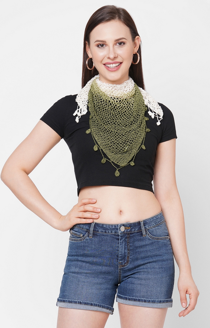 Get Wrapped | Get Wrapped Viscose Hand Made Shaded Crochet Triangle Scarf For Women 0