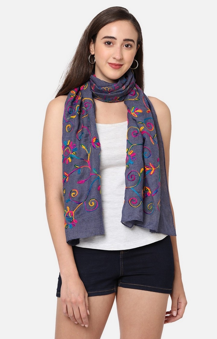 Get Wrapped | Get Wrapped Purple All Over Embroidered Scarf for Women