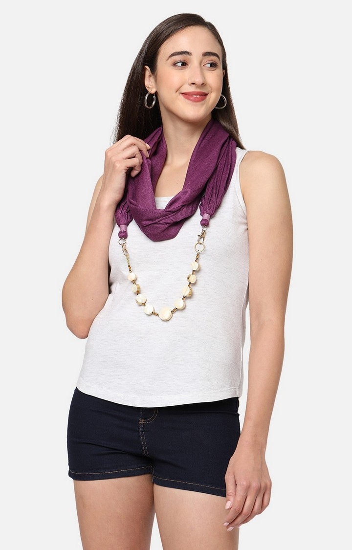 Get Wrapped | Get Wrapped Purple Jewelled Scarf with Removable Jewellery for Women