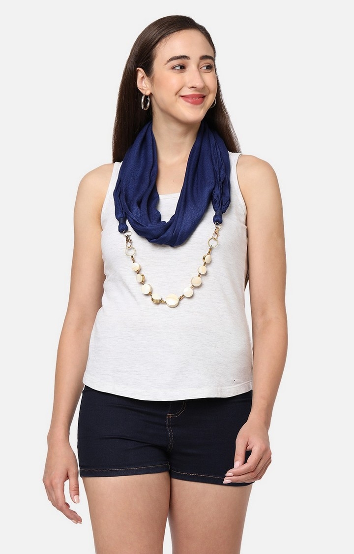 Get Wrapped | Get Wrapped Jewelled Blue Scarf with Removable Jewellery for Women