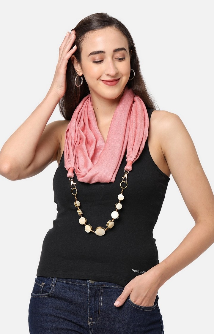 Get Wrapped | Get Wrapped Pink Jewelled Scarf with Removable Jewellery for Women