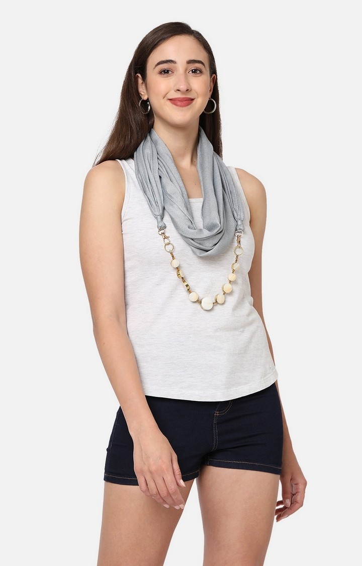 Get Wrapped | Get Wrapped Grey Jewelled Scarf with Removable Jewellery for Women