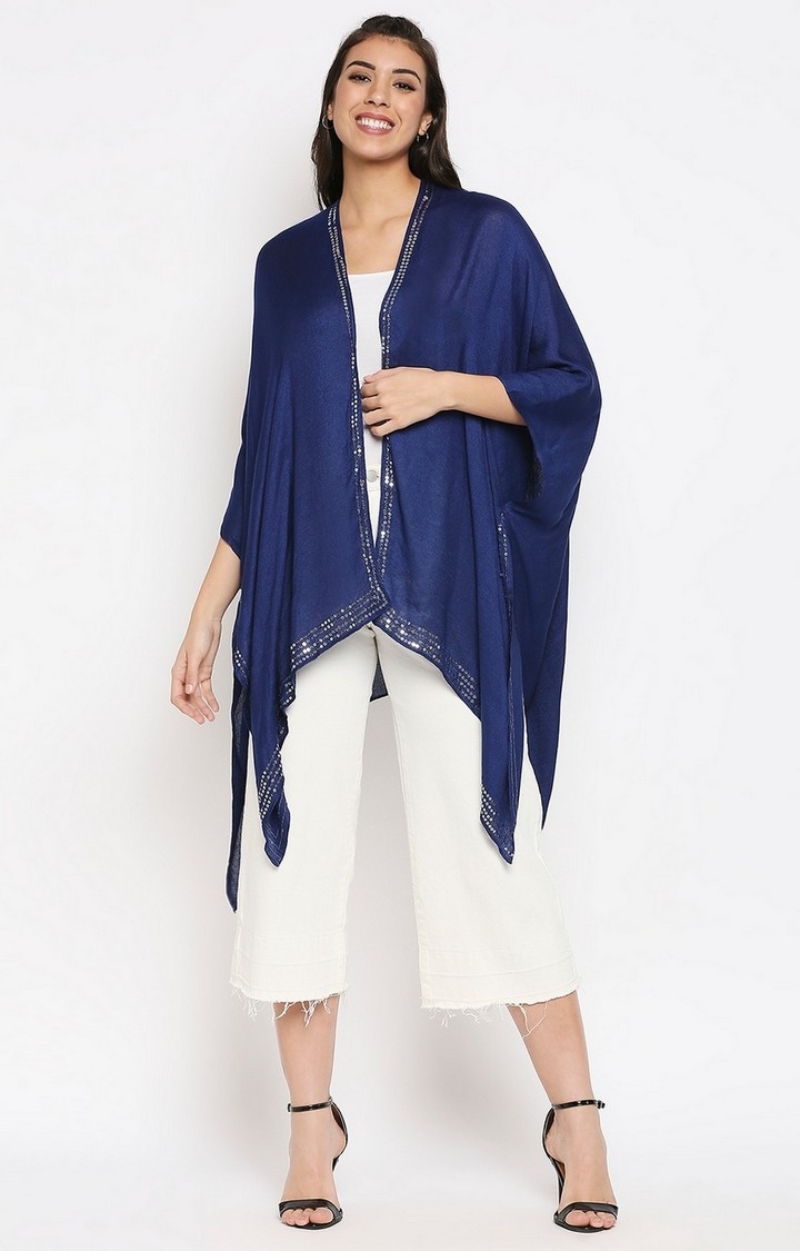 Get Wrapped | Get Wrapped Navy Blue Embellished Kimono for Women