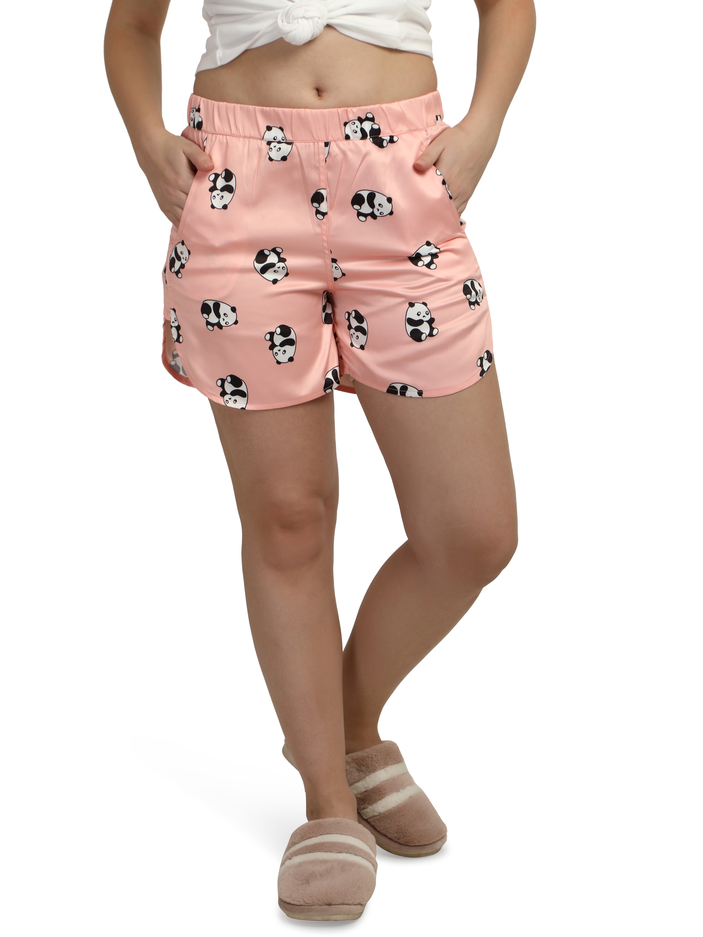 Smarty Pants | Smarty Pants women's pink color panda print lounge Shorts.