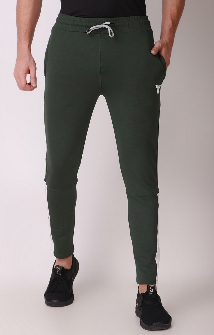 GYMYARD | Men's Green Lycra Solid Trackpant