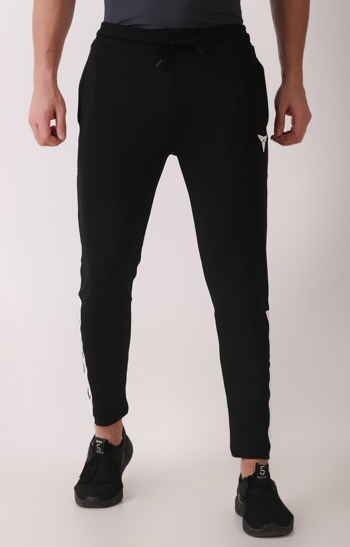 GYMYARD Men's Sports and Active Wear Black Lycra Trackpant