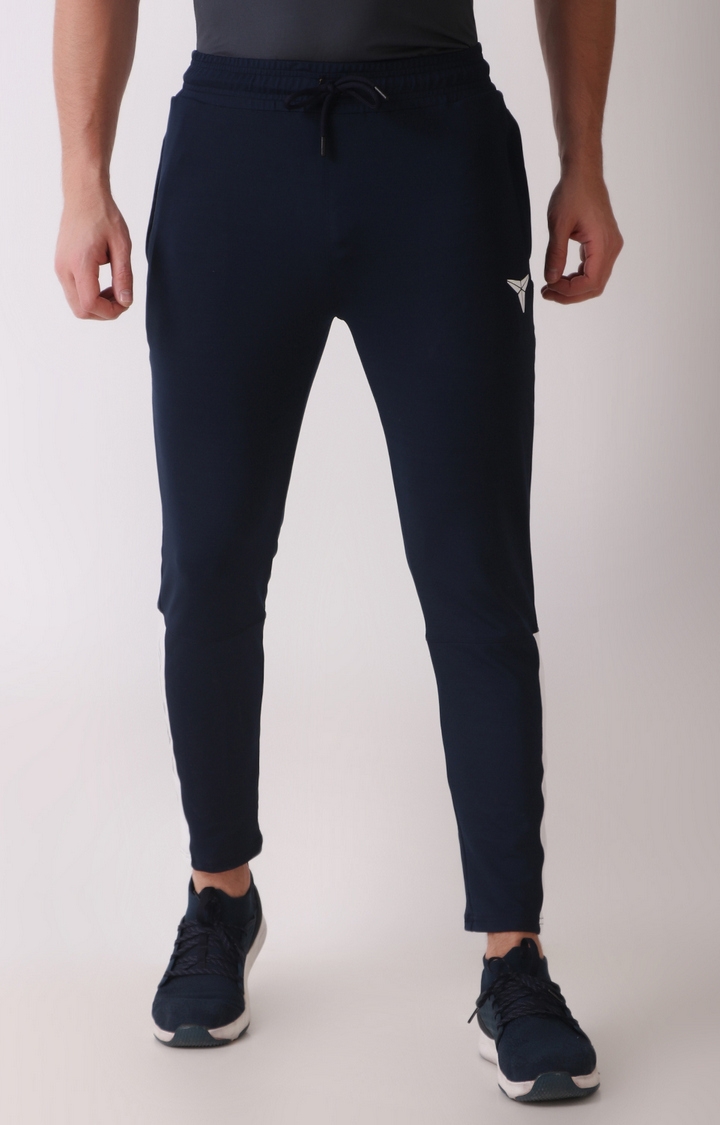 GYMYARD Men's Sports and Active Wear Navy Blue Lycra Trackpant