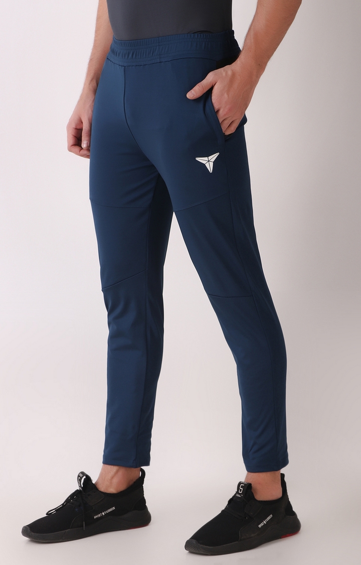 GYMYARD | GYMYARD Men's Active Wear and Casual Slim Fit Lycra Navy Blue Trackpant with Zipper Pockets 3