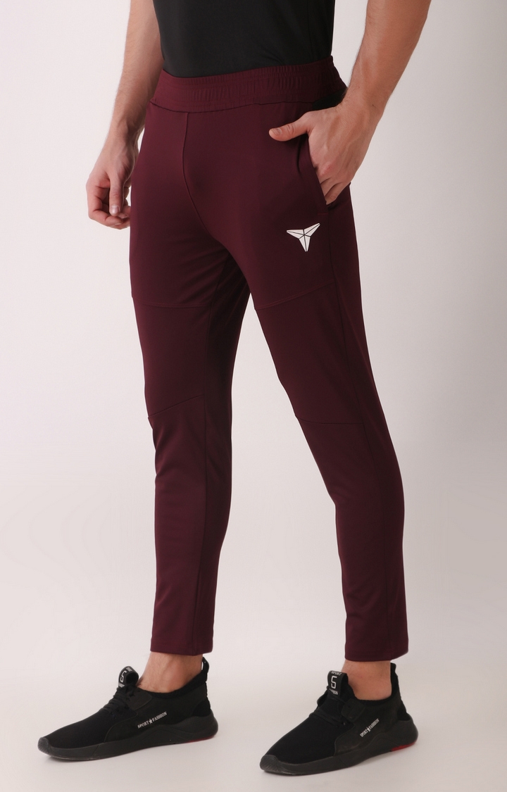 GYMYARD | GYMYARD Men's Active Wear and Casual Slim Fit Lycra Wine Trackpant with Zipper Pockets 3